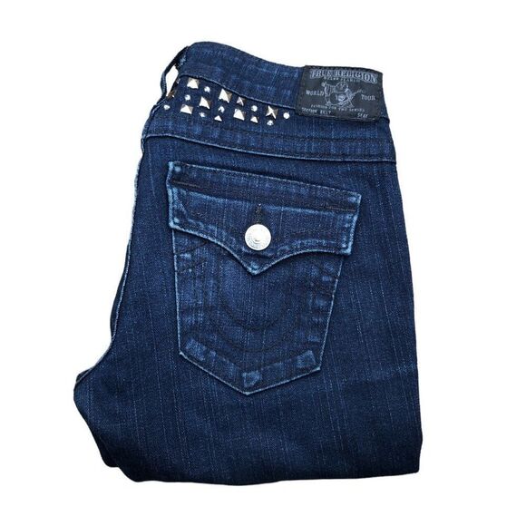 TRUE Religion Jeans Size 26 BILLY Blue Gem Stone - Picture 1 of 8